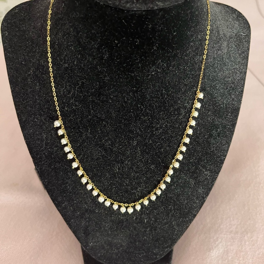 14K Yellow Gold with Pearl Bib Necklace